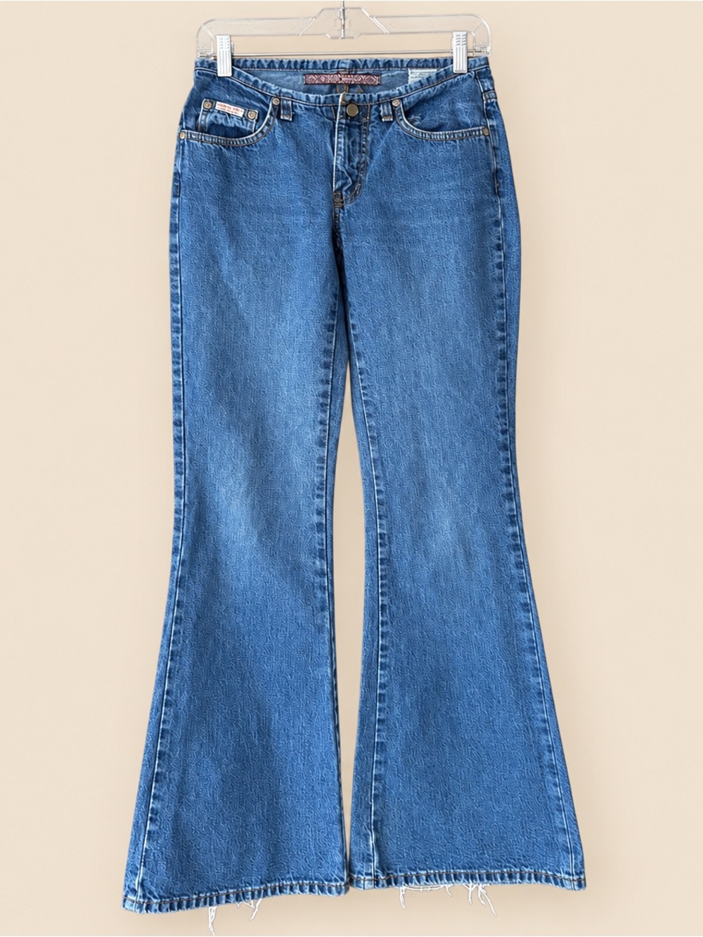 Y2K Grunge Vintage Low Rise Flare Medium Wash Jeans Bluenotes 26